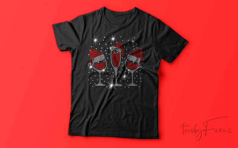 Wine Christmas | Christmas T-Shirt Design For Sale