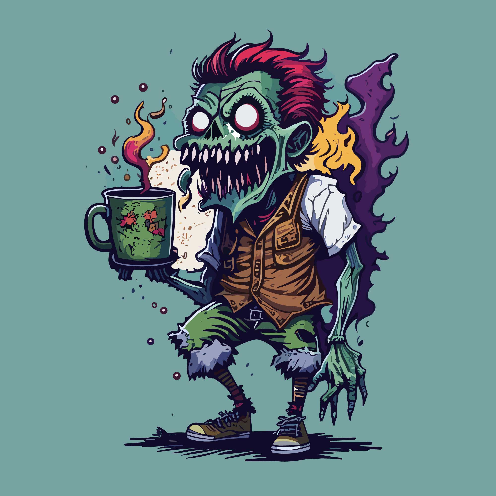 Funny Zombie With Coffe - Buy t-shirt designs