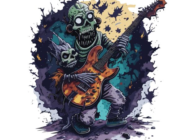 Zombie guitar t shirt graphic design