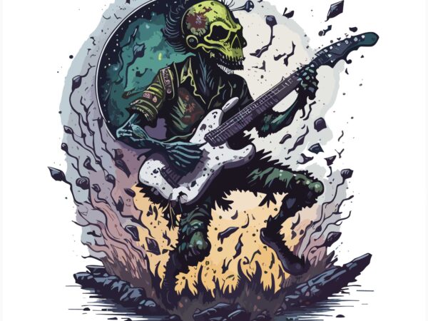 Zombie guitar t shirt graphic design