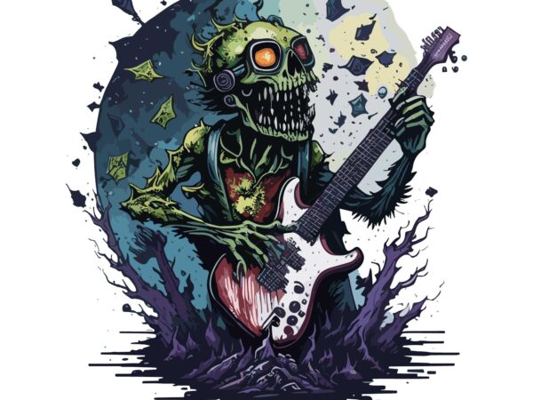 Zombie guitar t shirt graphic design