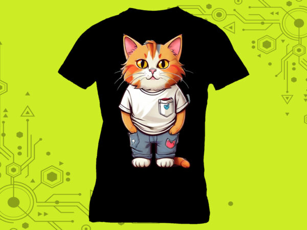 Miniature kitty illustrations curated specifically for print on demand websites t shirt designs for sale