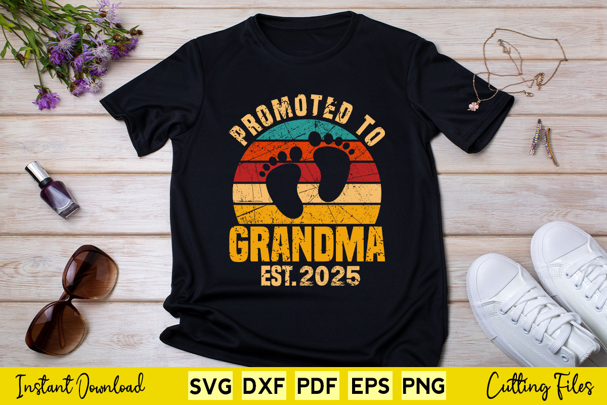 Promoted To Grandma 2025 Vintage Retro Svg Cutting Printable Files