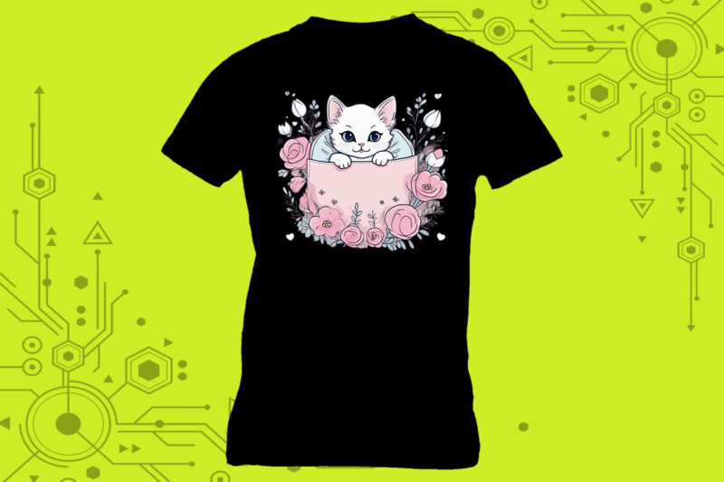 Pocket Cat Art in Clipart Form tailor-made for Print on Demand platforms