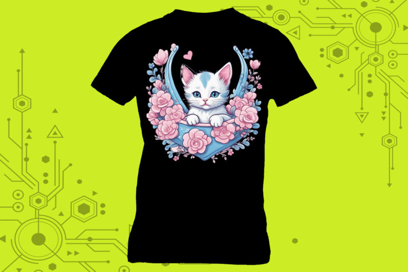 Pocket Cat Art in Clipart Form tailor-made for Print on Demand platforms