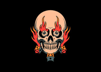 dice skull t shirt vector illustration