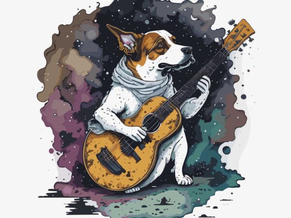 Dog palying guitar t shirt vector illustration