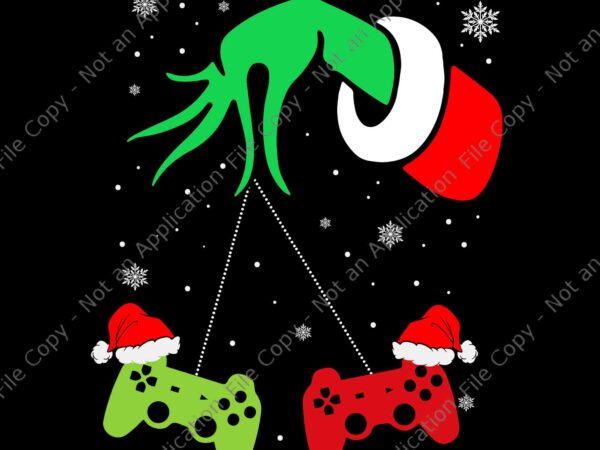 Gaming christmas svg, gamer santa svg, hand grinch svg, grinch christmas svg t shirt design template