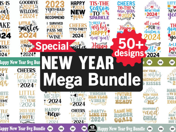 New year design mega bundle happy new year svg bundle, heather roberts art, cricut cut files, instant download, sublimation files, silhouet