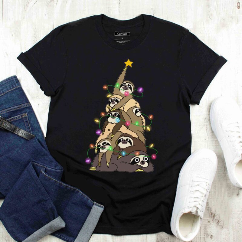 Bundle Sloth Christmas 3 Design PNG Ugly Sweater Shirt