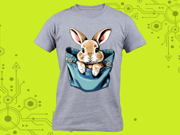 Pocket bunny miniatures crafted exclusively for print on demand websites t shirt illustration