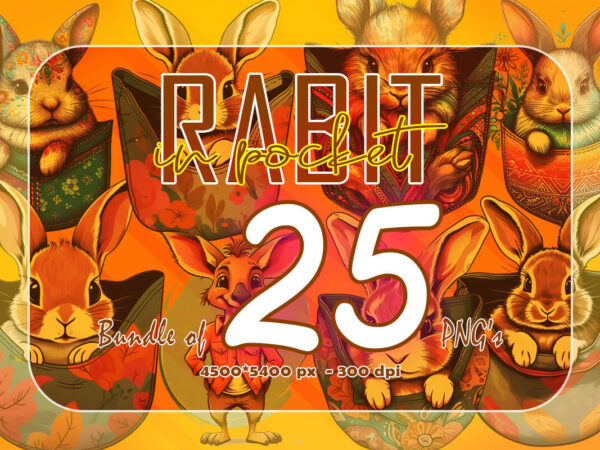 Rabit in pocket illustration clipart 25 png bundle t shirt design online