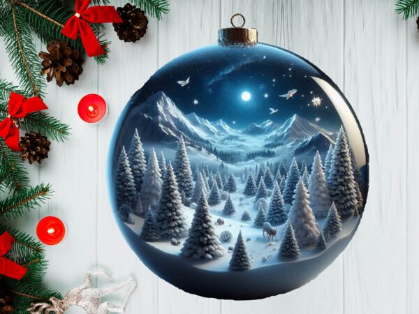 3d snowy landscape globe xmas ornament png sublimation