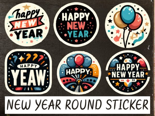 New year round sticker png sublimation T shirt vector artwork