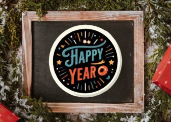 New Year Round Sticker PNG Sublimation