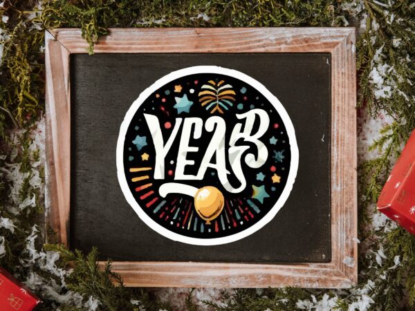 New year round sticker png sublimation T shirt vector artwork