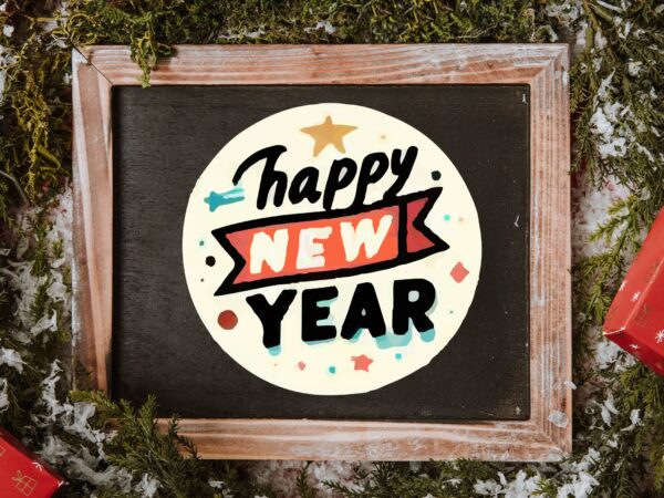 New year round sticker png sublimation T shirt vector artwork