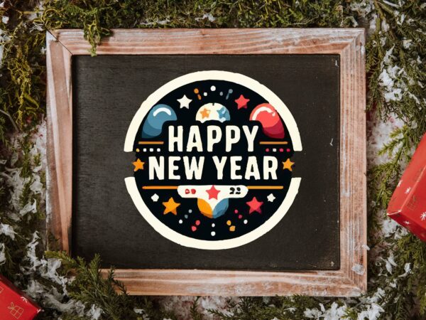 New year round sticker png sublimation T shirt vector artwork