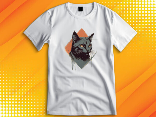 Black cat t shirt template