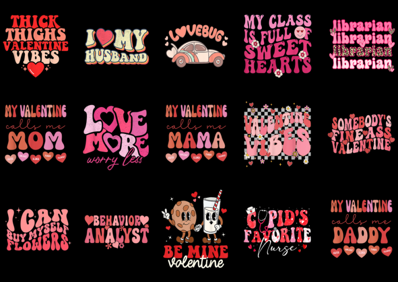 15 Groovy Valentine Shirt Designs Bundle P1, Groovy Valentine T-shirt, Groovy Valentine png file, Groovy Valentine digital file, Groovy Vale