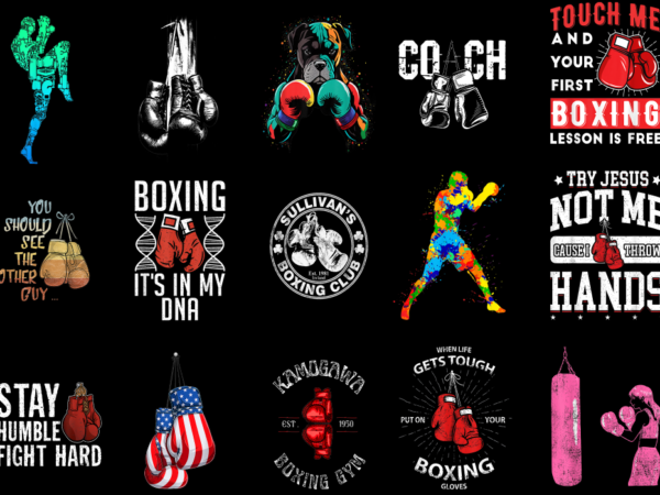 15 boxing shirt designs bundle p10, boxing t-shirt, boxing png file, boxing digital file, boxing gift, boxing download