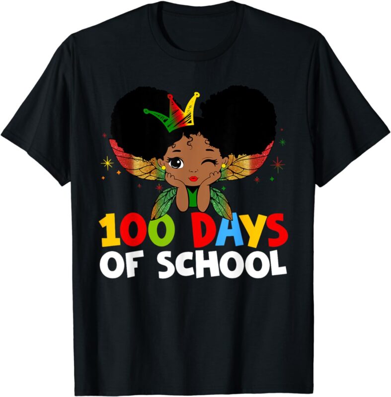 100 Days Of School Black Girl Kids African 100th Day Toddler T-Shirt