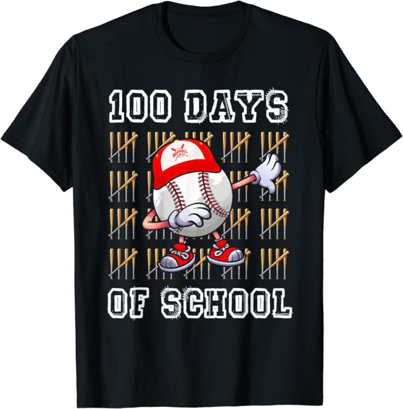 100 Days of School Apparel 100th Day Baseball Teacher Kids T-Shirt