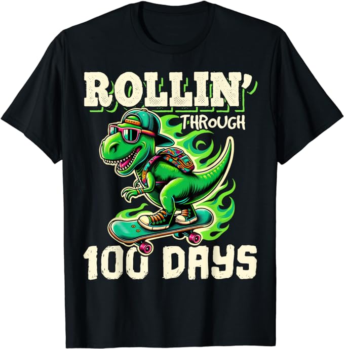 100 Days of School Boys Teacher 100th Day T Rex Outfit T-Shirt