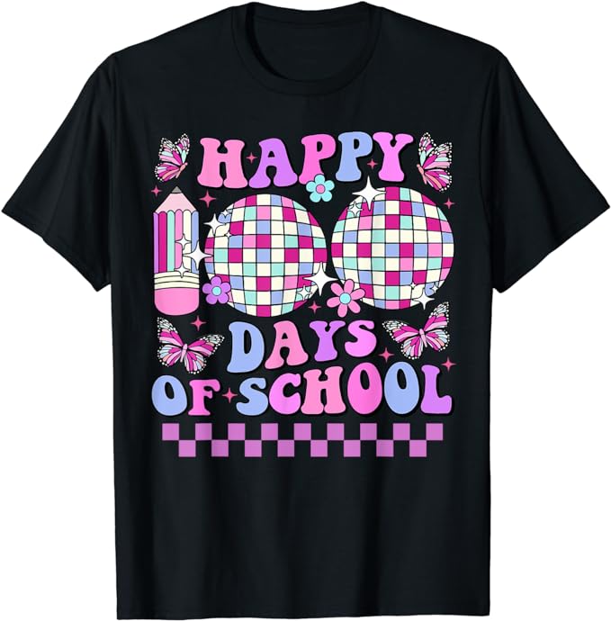 100 Days of School Retro Disco 100th Day Teacher Boys Girls T-Shirt ...