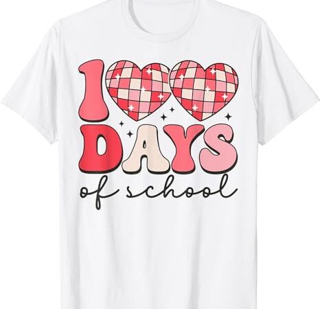 100 days of school retro disco hearts 100th day of school t-shirt