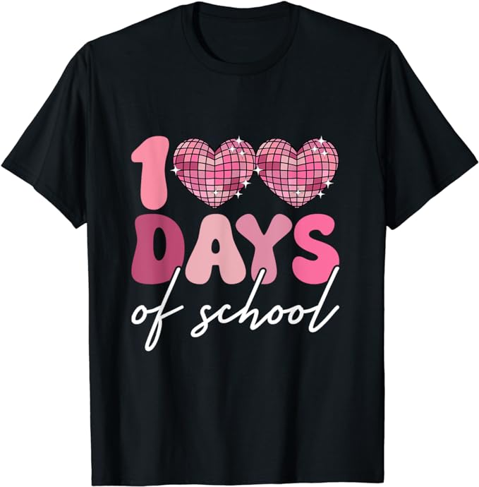 100 Days of School Teacher Disco Hearts 100th Day of School T-Shirt