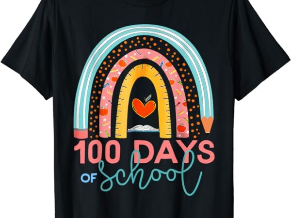 100th day of school teacher 100 days smarter boho rainbow t-shirt