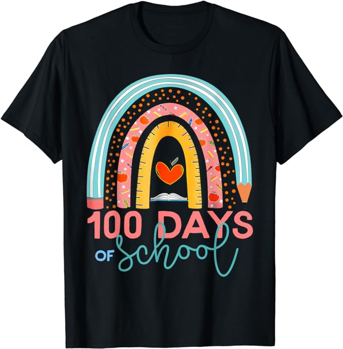 100th Day Of School Teacher 100 Days Smarter Boho Rainbow T-Shirt - Buy ...