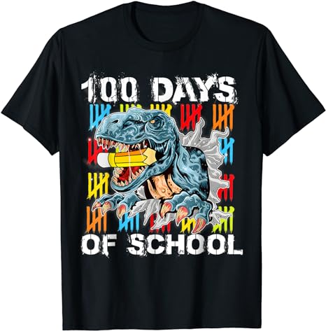 100th Day of School Dino Kids Happy 100 Days Dinosaur T-Shirt