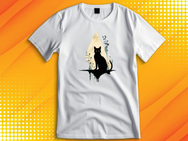 Black cat t shirt template