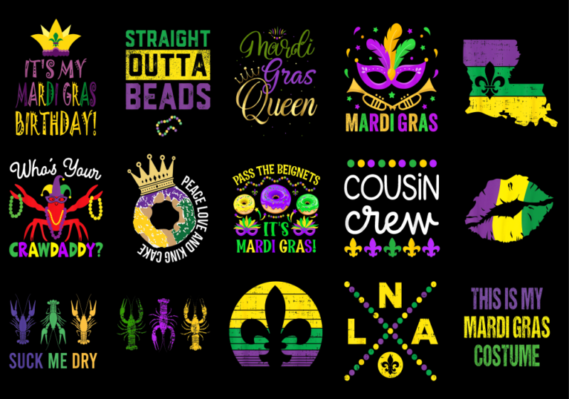 15 Mardi Gras Shirt Designs Bundle P19, Mardi Gras T-shirt, Mardi Gras png file, Mardi Gras digital file, Mardi Gras gift, Mardi Gras downlo