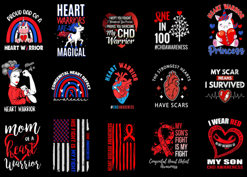 15 CHD Awareness Shirt Designs Bundle P2, CHD Awareness T-shirt, CHD Awareness png file, CHD Awareness digital file, CHD Awareness gift, CHD