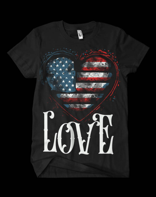 USA american flag heart