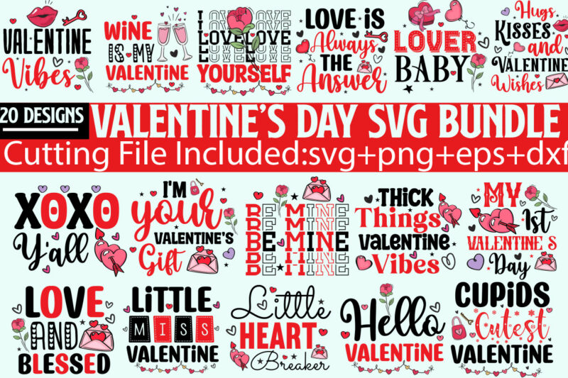 Valentine’s day t-shirt design bundle, happy valentine’s day t-shirt design, valentine svg bundle, valentine’s day sublimation png, love