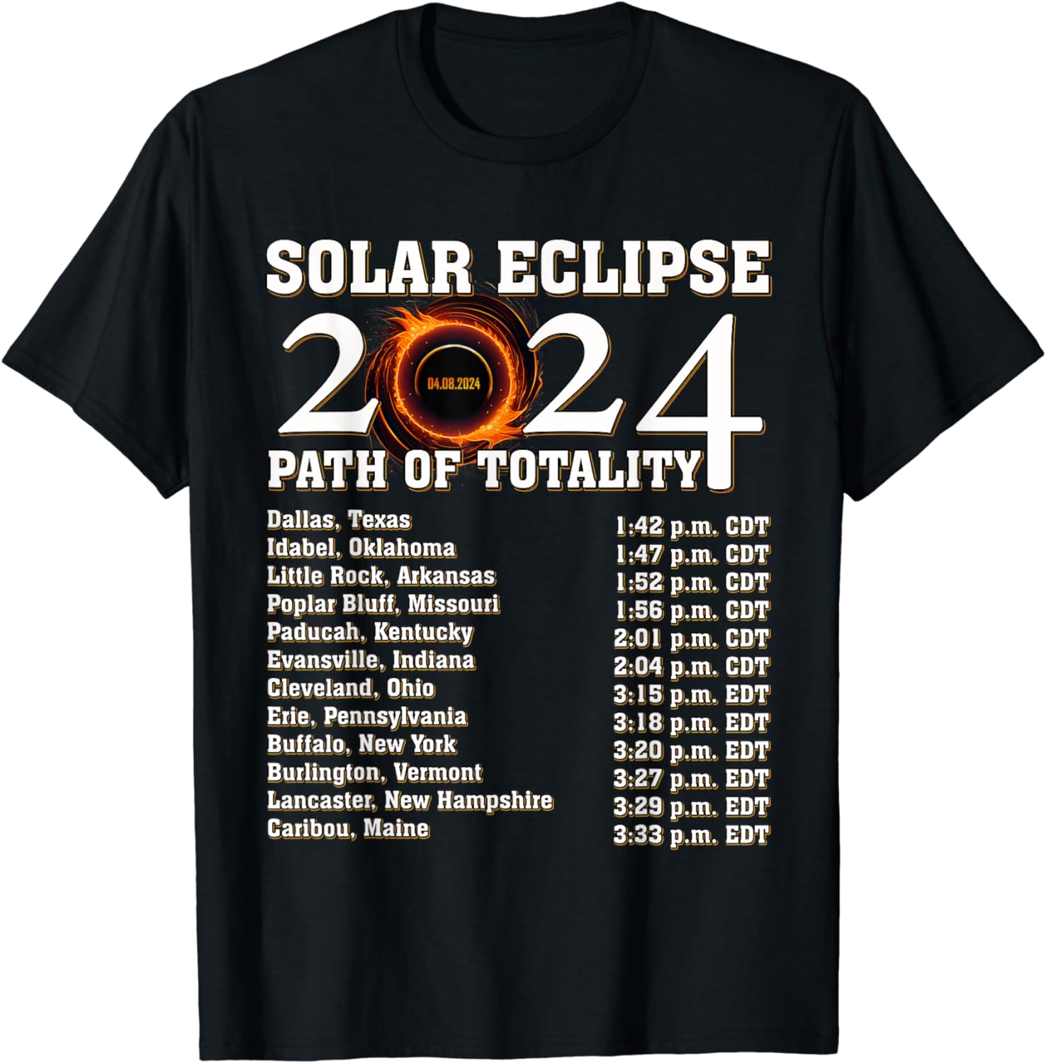2024 Total Solar Eclipse Path 04.08.24 T-Shirt - Buy t-shirt designs