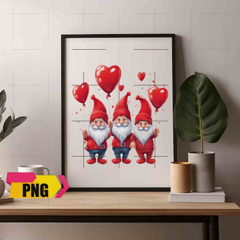 Gnomies Valentine Bundle Love With Heart Ballon Chibi Gnome 15 PNG 300 DPI AI