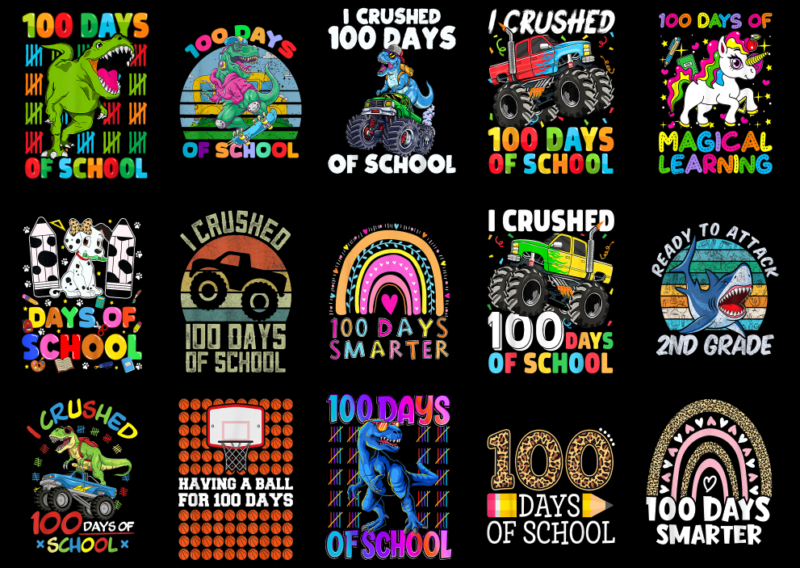 15 100 Days of School Shirt Designs Bundle P23, 100 Days of School T-shirt, 100 Days of School png file, 100 Days of School digital file, 10