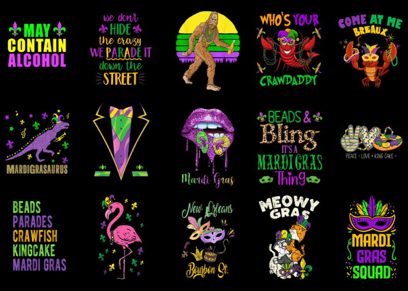 15 Mardi Gras Shirt Designs Bundle P27, Mardi Gras T-shirt, Mardi Gras png file, Mardi Gras digital file, Mardi Gras gift, Mardi Gras downlo