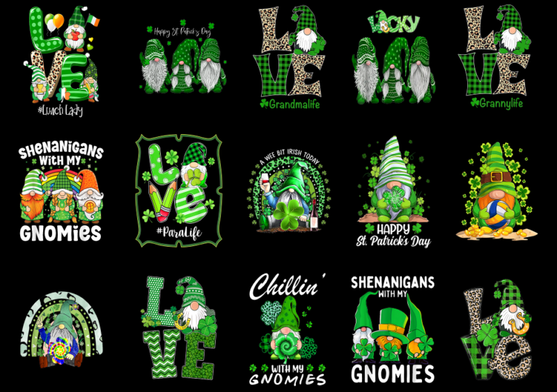 15 St. Patrick’s Day Gnome Shirt Designs Bundle P3, St. Patrick’s Day Gnome T-shirt, St. Patrick’s Day Gnome png file, St. Patrick’s Day Gno