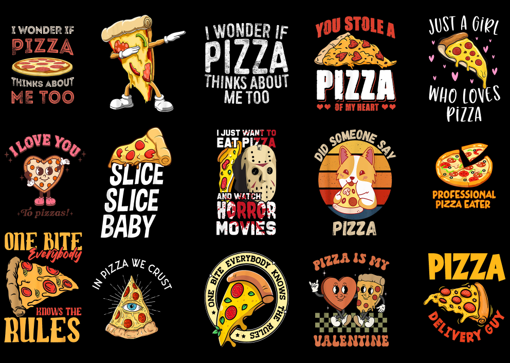 15 Pizza Shirt Designs Bundle P3, Pizza T-shirt, Pizza png file, Pizza ...