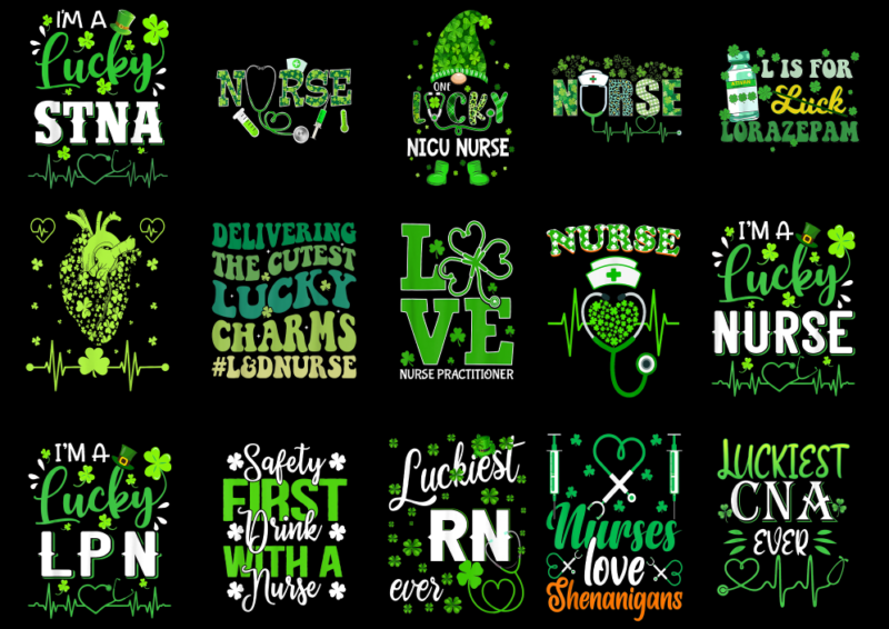 15 Nurse St. Patrick’s Day Shirt Designs Bundle P3, Nurse St. Patrick’s Day T-shirt, Nurse St. Patrick’s Day png file, Nurse St. Patrick’s D