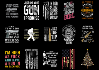 15 Gun Shirt Designs Bundle P3, Gun T-shirt, Gun png file, Gun digital file, Gun gift, Gun download, Gun design