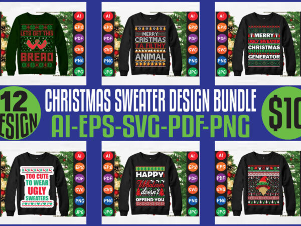 Merry christmas sweater design bundle, merry christmas t-shirt design bundle, christmas svg bundle, winter svg, santa svg, holiday, merry ch