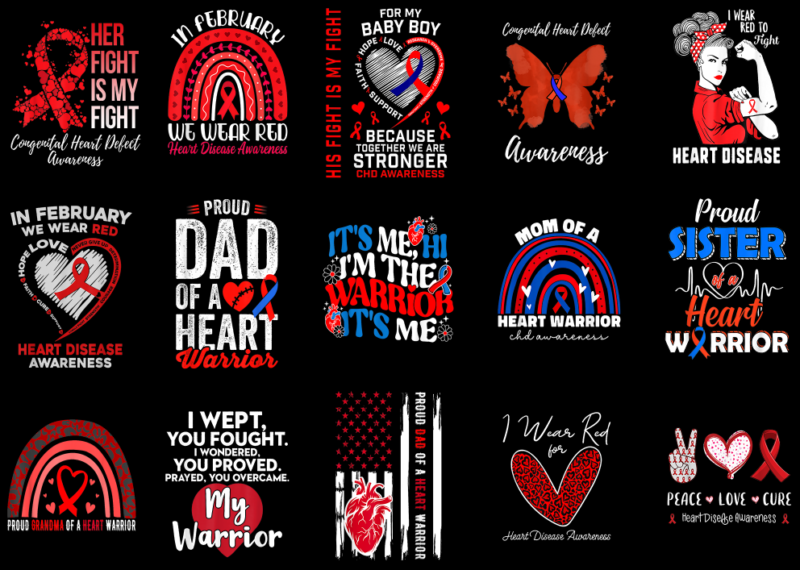 15 CHD Awareness Shirt Designs Bundle P3, CHD Awareness T-shirt, CHD Awareness png file, CHD Awareness digital file, CHD Awareness gift, CHD