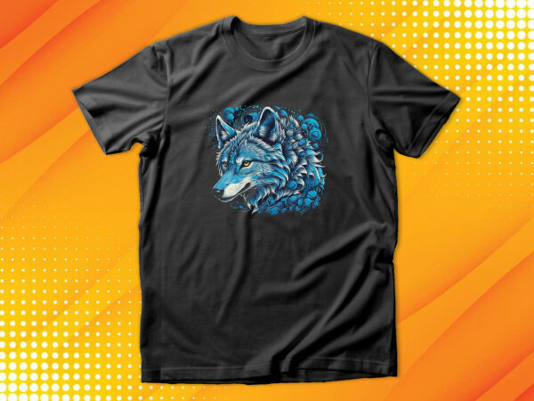 Blue wolf t shirt template